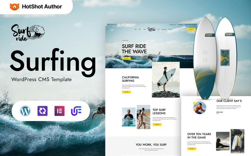 Surfride — тема WordPress Elementor для спортивного клуба серфинга