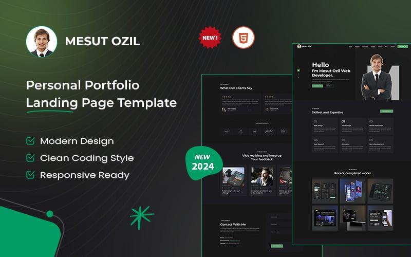 Szablon HTML strony docelowej osobistego portfolio