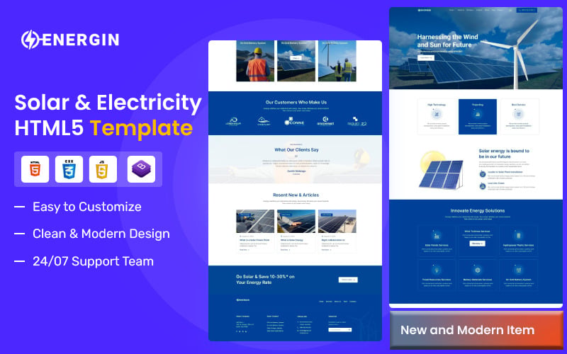 Energin – Solar & 可再生能源HTML5模板