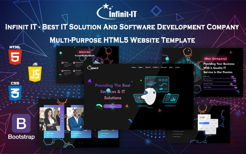 Infinit IT - Beste IT-oplossing en softwareontwikkelingsbedrijf Multifunctionele HTML5-websitesjabloon