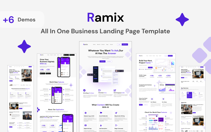 Ramix - Çok Amaçlı İşletme Duyarlı Açılış Sayfası Şablonu