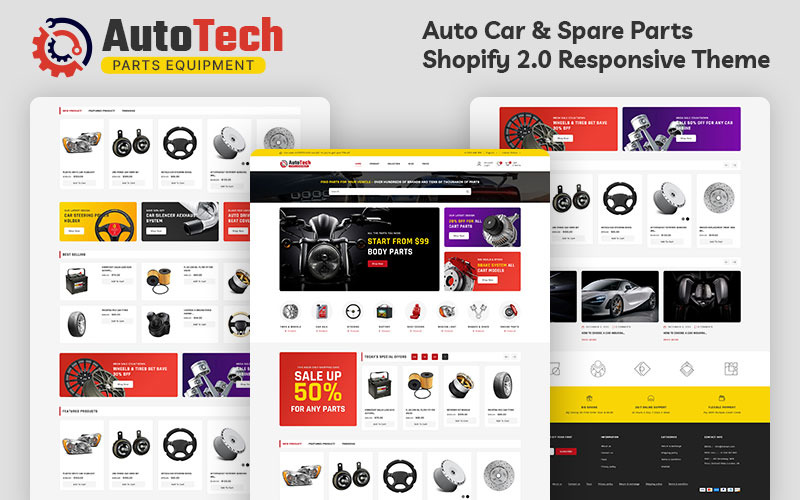 Autotech - Automotive Auto en reserveonderdelen Mega Store Multifunctioneel Shopify 2.0 Responsief thema