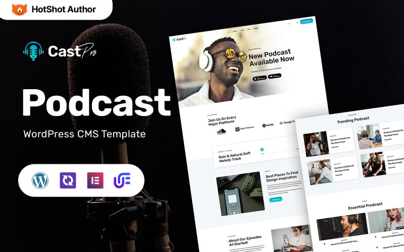 Castpro – Thème WordPress Elementor polyvalent pour podcast et radio FM