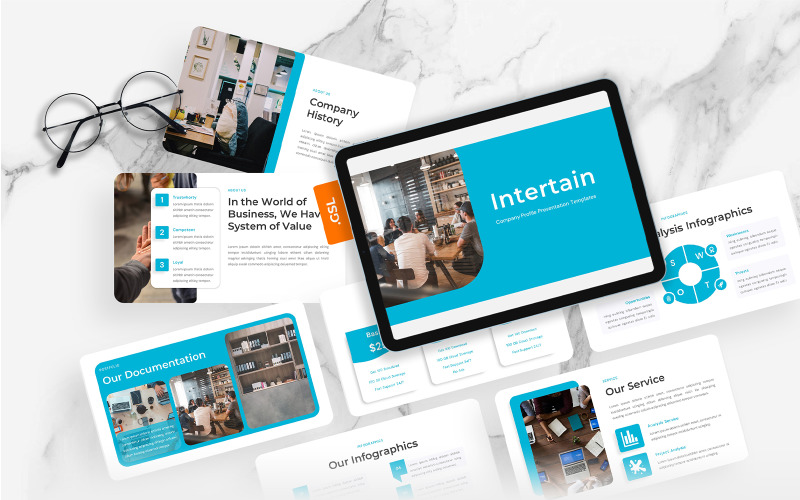 Intertain – Google Slides-Vorlage für das Unternehmensprofil