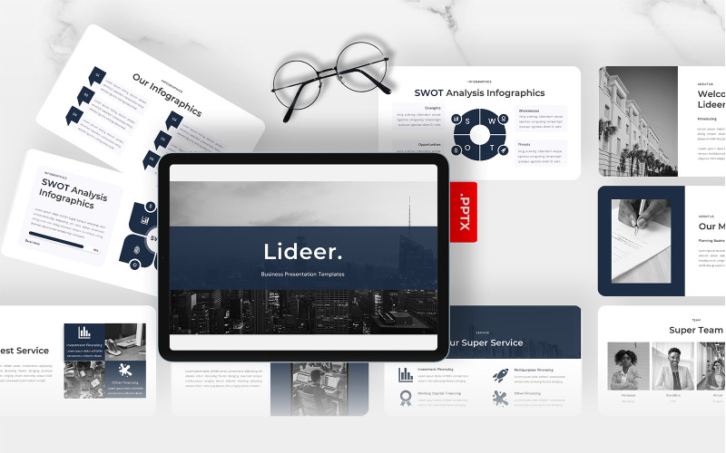 Lideer -用于商业办公室的powerpoint模板