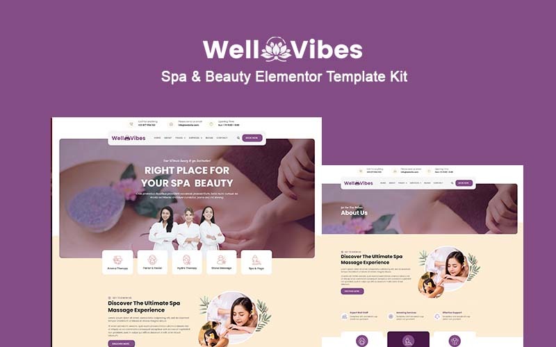 Wellvibes - Kit de modelo Elementor de spa e beleza