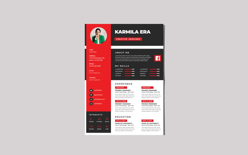 Red Bluster Job Resume | CV sablon