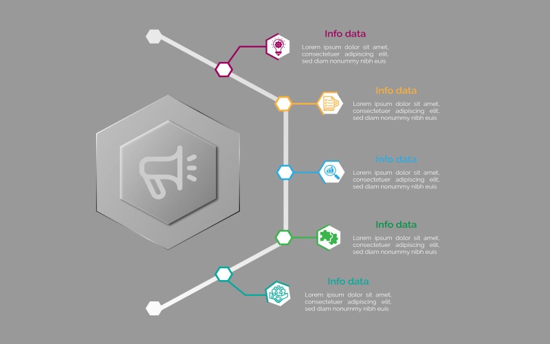 多边形eps矢量信息图流程图模板.