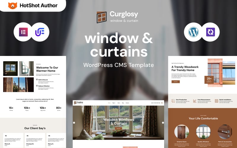 Curglosy — тема WordPress Elementor для окон и штор