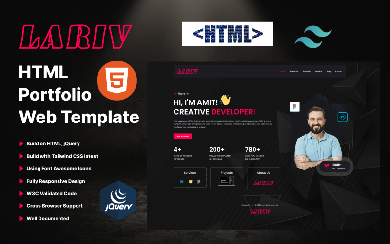 Lariv – HTML-Vorlage für kreatives Portfolio