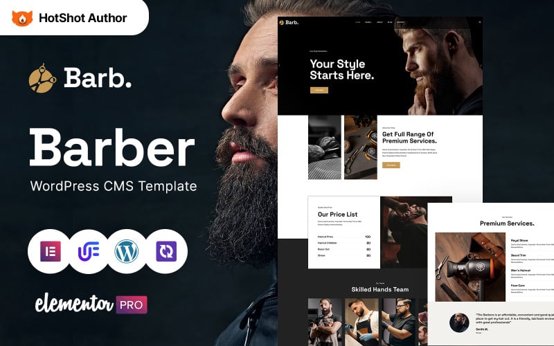 Barb - Tema WordPress moderno de barbearia