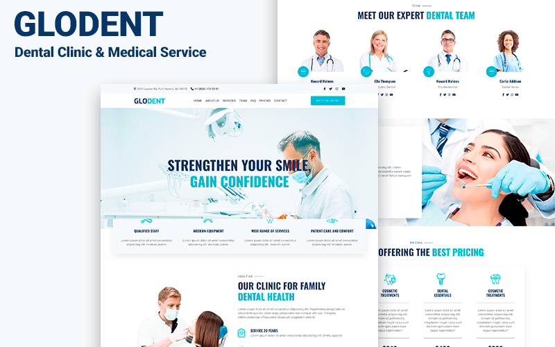 Glodent - HTML5-шаблон целевой страницы стоматологической клиники и медицинских услуг