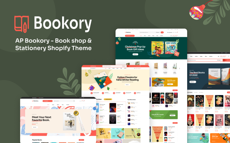 Ap Bookory- bokhandel & pappersvaror Shopify-tema
