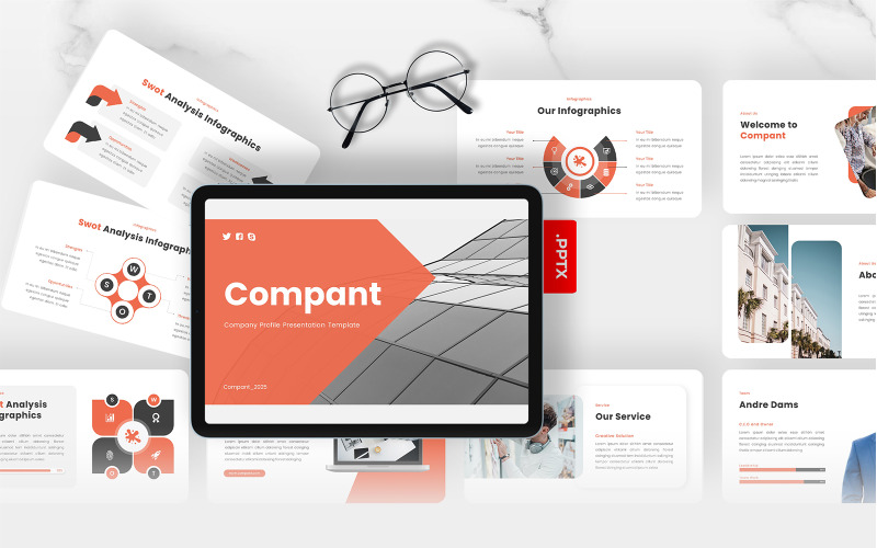 Compant – Plantilla de PowerPoint para perfil de empresa