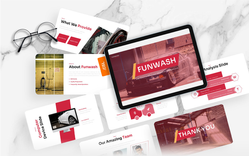 Funwash - Carwash en detaillering van Google Slides-sjabloon