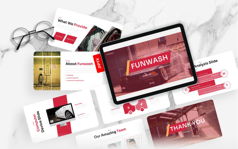 Funwash – Modelo de 演示文稿 para lavagem e detalhamento de carros