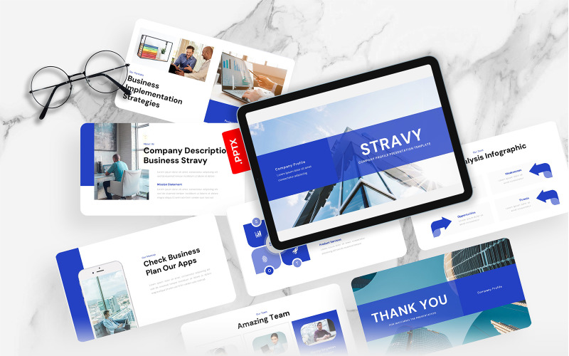 Stravy – Plantilla de PowerPoint para perfil de empresa