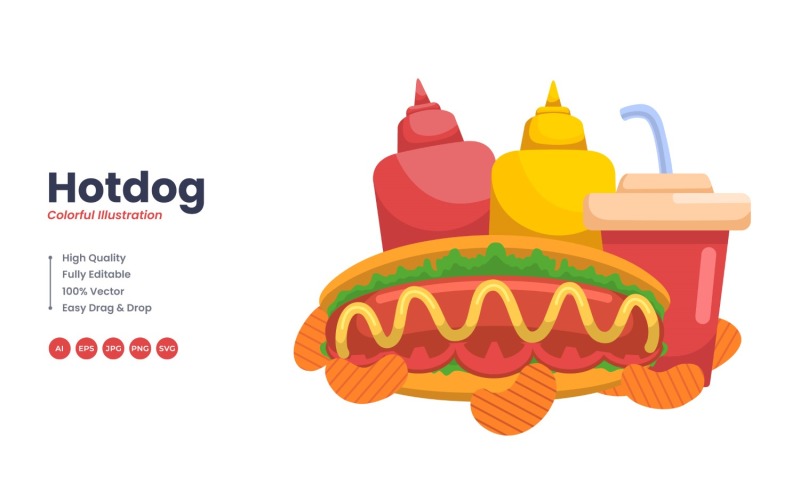 Hot Dog with Soda Illustration