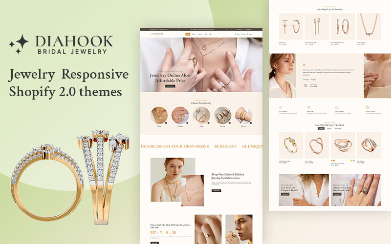 Diahook — адаптивная, многофункциональная тема Shopify для роскошных ювелирных магазинов премиум-класса