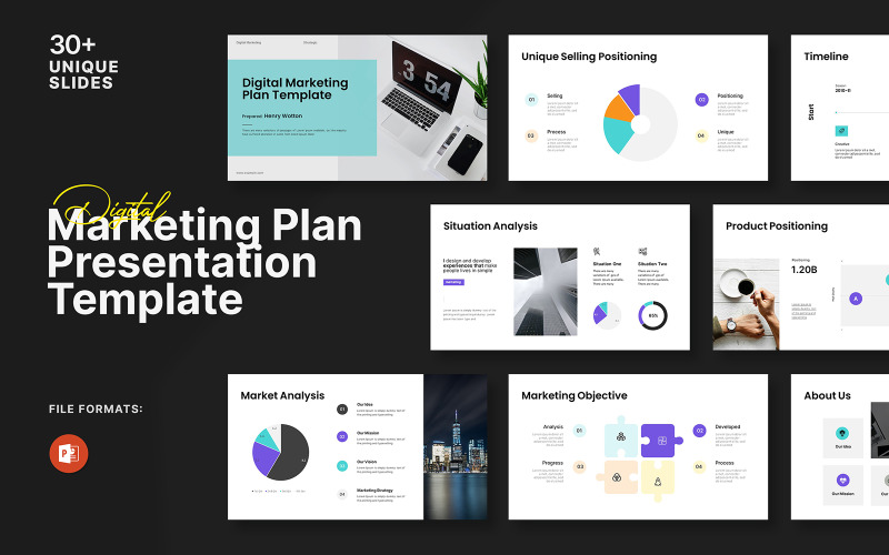 Modello Powerpoint del piano di marketing digitale