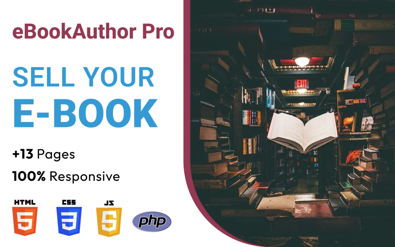 eBook Author Pro: Продавайте свої електронні книги за допомогою шаблону веб-сайту HTML5 Author and Writer