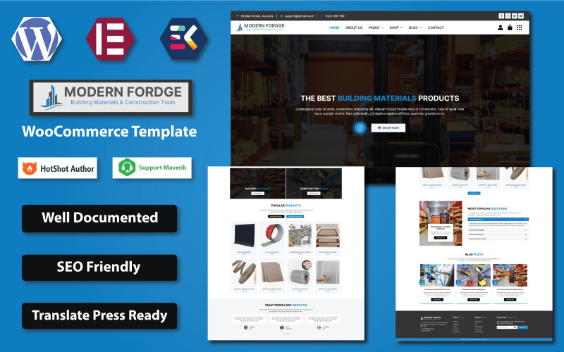 Modern Forge - Building Materials & Construction Tools Store WooCommerce Elementor Mall