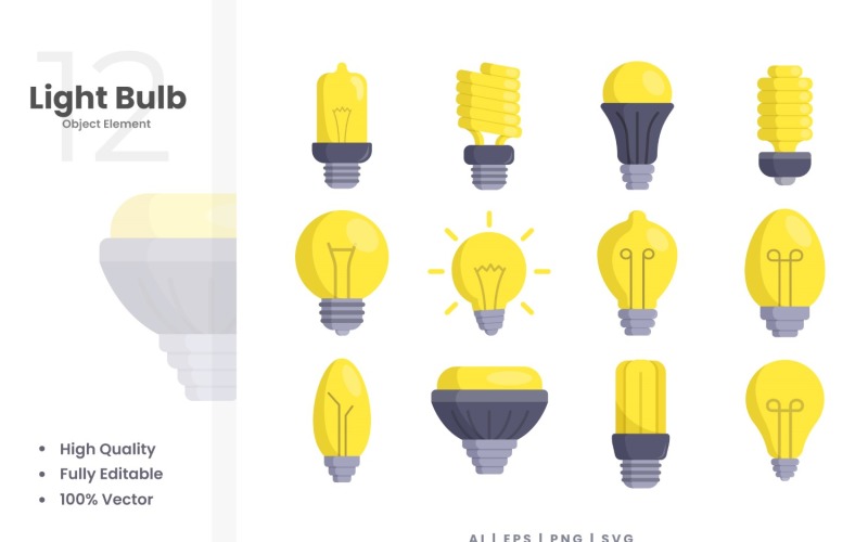 Ensemble d'éléments vectoriels de 12 ampoules