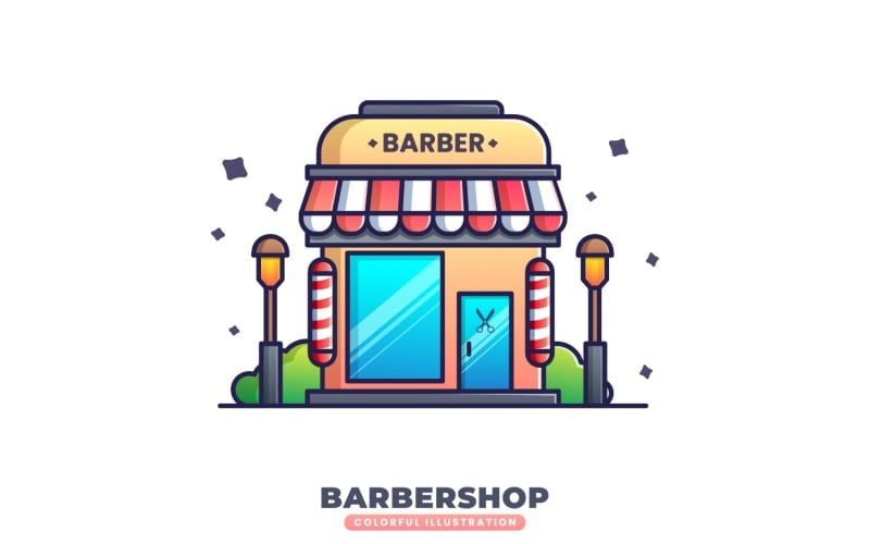 Illustrazione della costruzione del negozio di barbiere
