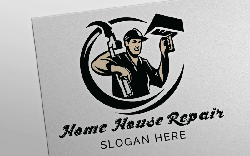 Huisreparatie bouwen klusjesman logo ontwerp