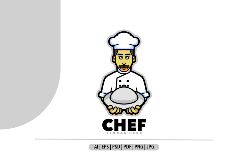 Chef-kok mascotte cartoon logo ontwerp illustratie