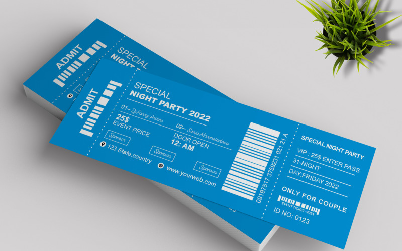 Modello di layout dei biglietti per eventi