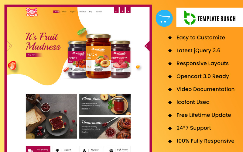 真正的果酱-开放式艺术主题和网站模板的电子商务网站设计
