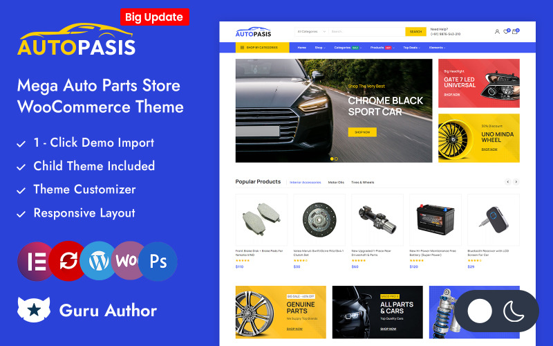 Autopasis - Bil, bildelar och verktyg Shop Elementor WooCommerce Responsive Theme