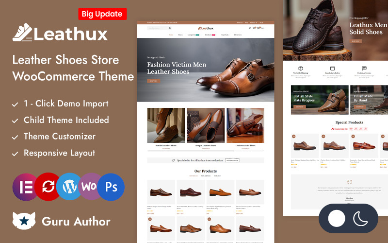 Leathux - Läderskorbutik Elementor WooCommerce Responsive Theme