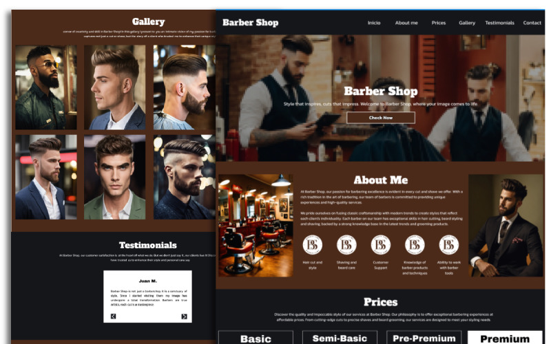 BarberShop - Šablona webových stránek HTML pro zaváděcí stránky připravená k použití