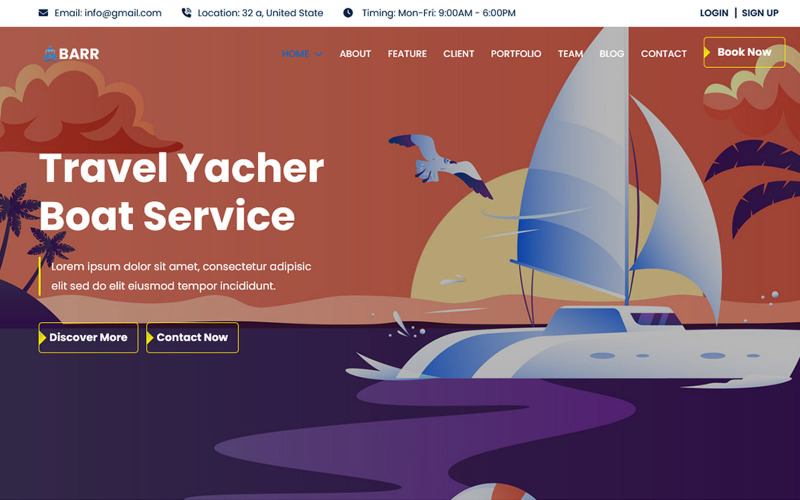 Barr - Yacht Party HTML5 mall för landningssida
