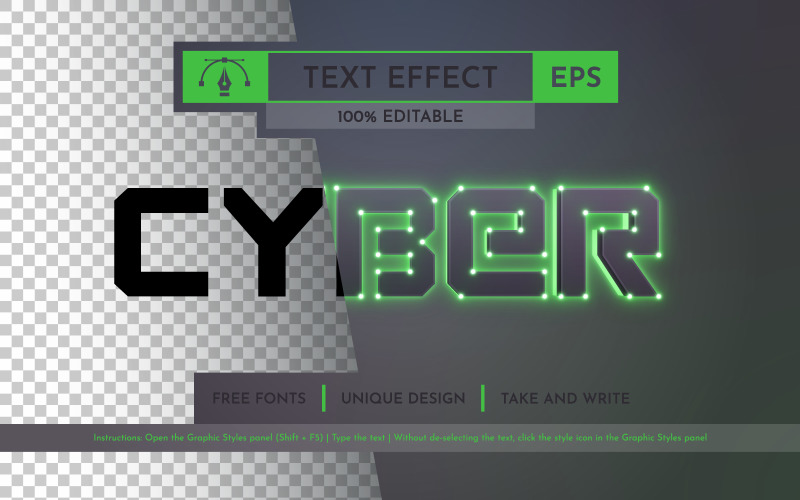 Cyber Glow - efeito de texto editável, estilo de fonte