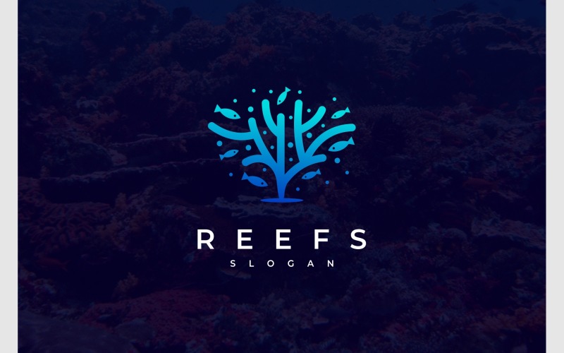 Korallenriff-Unterwasserlogo