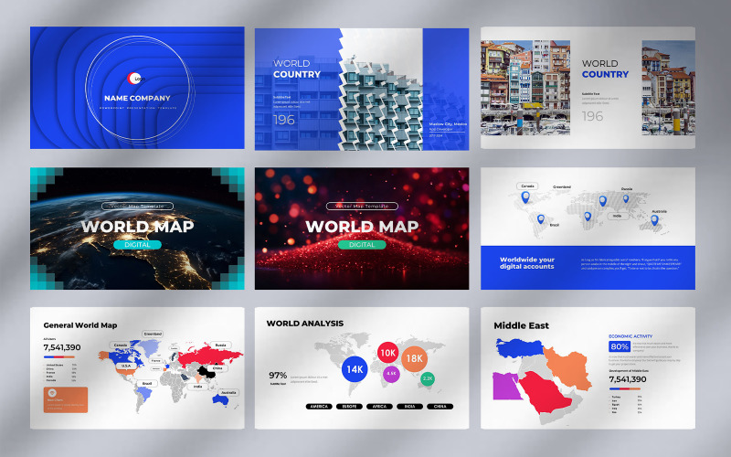 Modello di presentazione diapositiva 谷歌地图pa del mondo