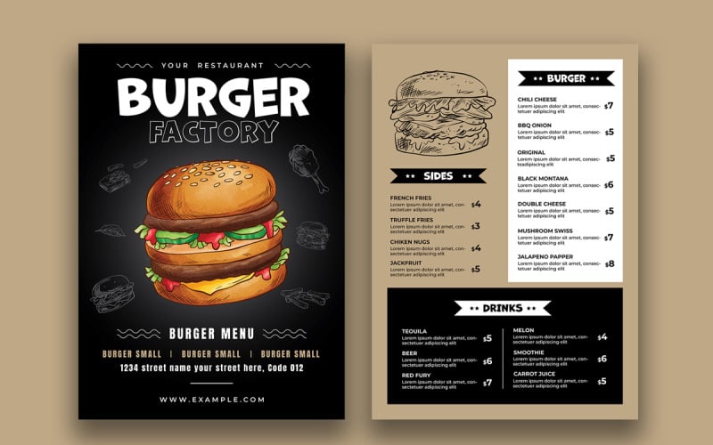 Disposition du modèle de menu Burger