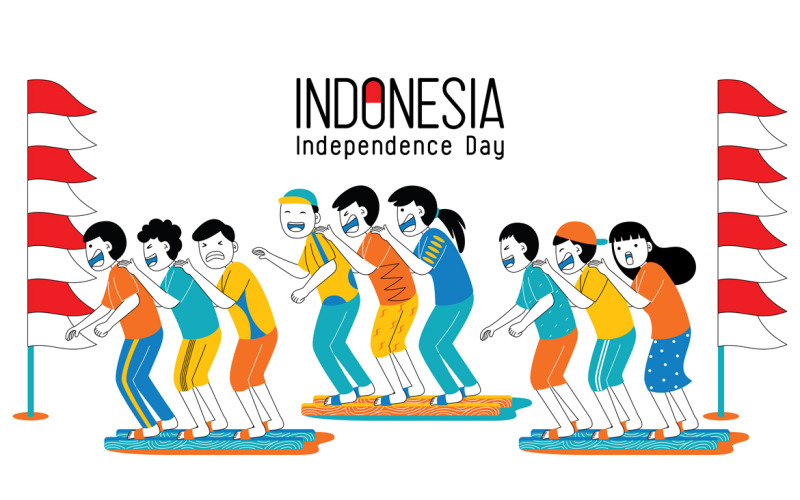 印度尼西亚独立日矢量插图#03