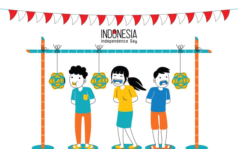 印度尼西亚独立日矢量插图#08