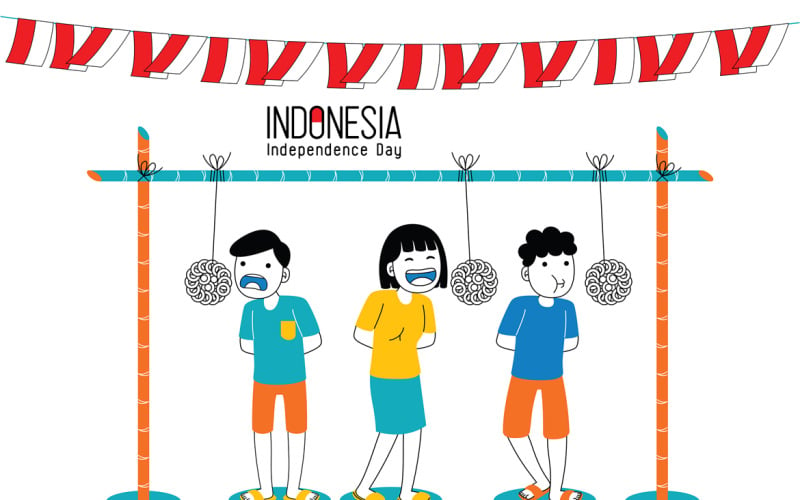 印度尼西亚独立日矢量插图#09