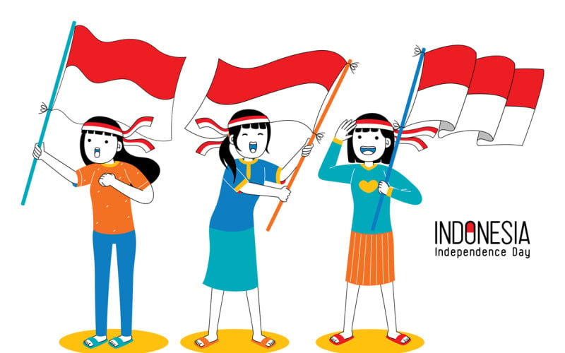 印度尼西亚独立日矢量插图#12