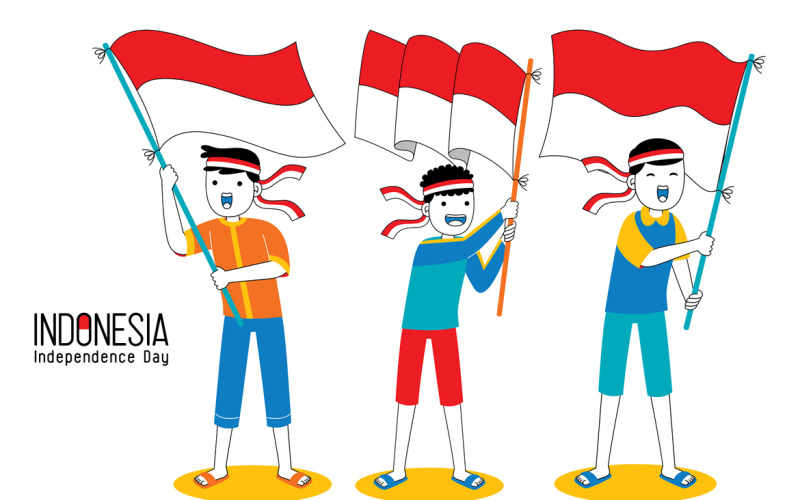 印度尼西亚独立日矢量插图#13
