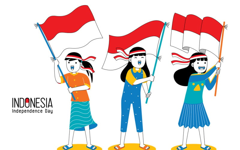印度尼西亚独立日矢量插图#14