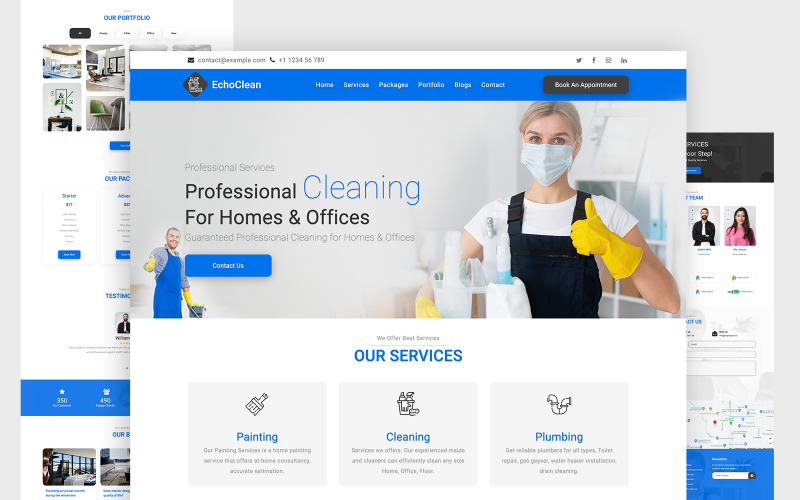 EcoClean — szablon witryny internetowej poświęconej usługom sprzątania