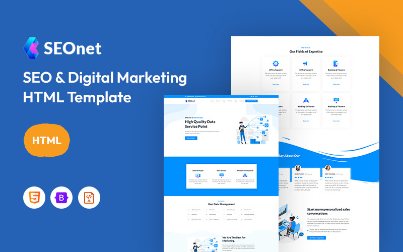 Seonet – szablon strony internetowej dotyczącej SEO i marketingu cyfrowego