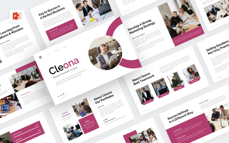 Cleona – Clean Business PowerPoint-Vorlage