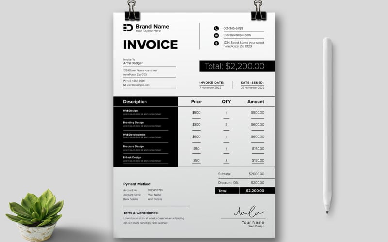 Corporate Professional Invoice Template